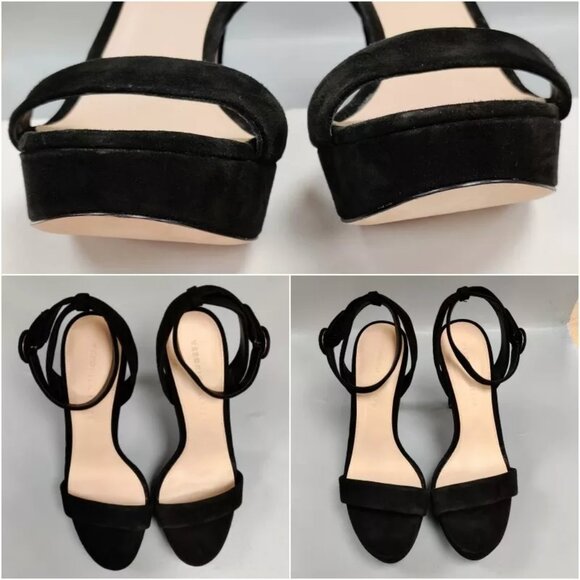 $395 VERONICA BEARD Darcelle Ankle Strap Stiletto Sandals Heels Black Suede 9 - Picture 5 of 16